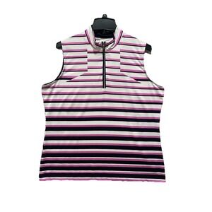Tail Womens XL Golf/Tennis Sleeveless Shirt Lavender / black/ White Q Zip EUC
